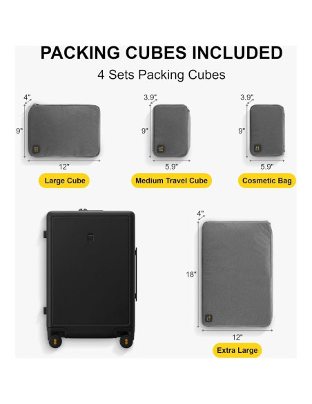 Maleta de Mano LEVEL8 Elegance 20 Pulgadas Negra con Ruedas