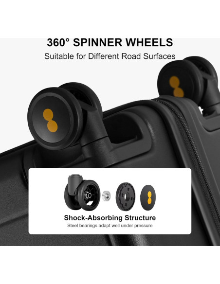 Maleta de Mano LEVEL8 Elegance 20 Pulgadas Negra con Ruedas