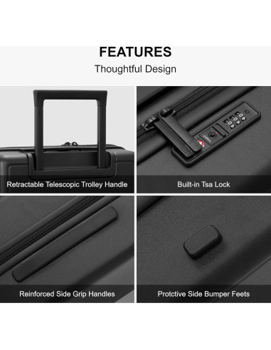 Maleta de Mano LEVEL8 Elegance 20 Pulgadas Negra con Ruedas