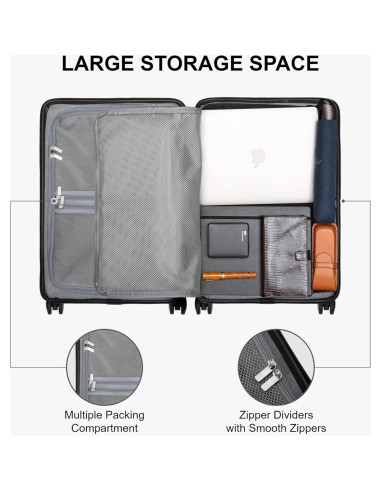 Maleta de Mano LEVEL8 Elegance 20 Pulgadas Negra con Ruedas