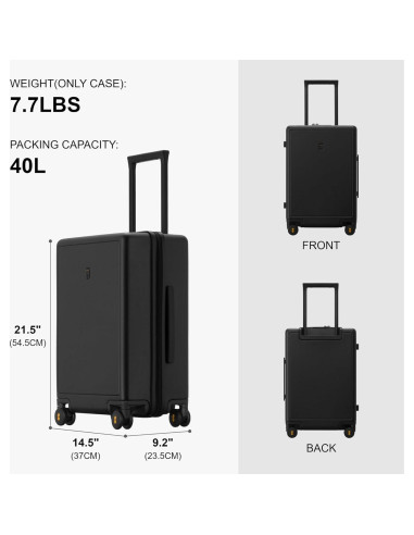Maleta de Mano LEVEL8 Elegance 20 Pulgadas Negra con Ruedas