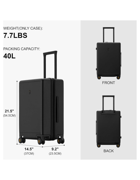 Maleta de Mano LEVEL8 Elegance 20 Pulgadas Negra con Ruedas