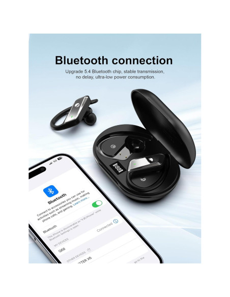 Auriculares Inalámbricos Hulaed Q68 Bluetooth 5.4 53H Negro