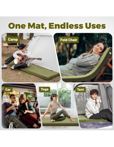 Colchón de Camping Mily Comfort Espuma de Memoria Verde 63.5x46.7 cm