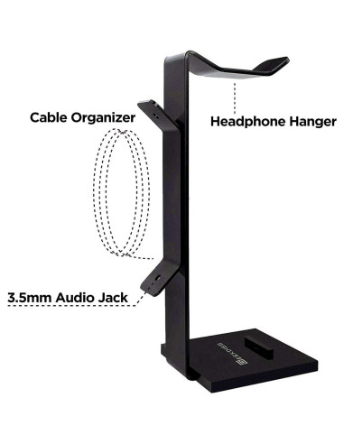 Soporte para Auriculares GeekDigg Negro 2 en 1 Organizador de Escritorio