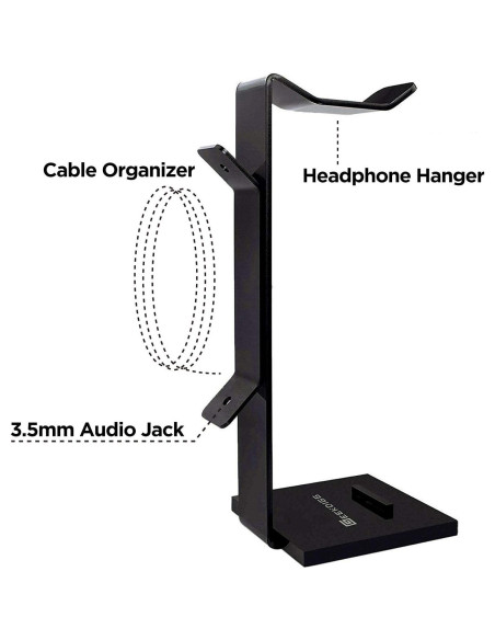 Soporte para Auriculares GeekDigg Negro 2 en 1 Organizador de Escritorio