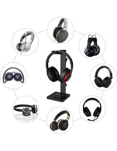 Soporte para Auriculares GeekDigg Negro 2 en 1 Organizador de Escritorio