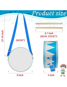 Juego de Tambores de Madera Meooeck 20 cm Azul para Niños 2