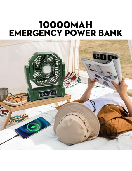 Ventilador de Camping Multper 10000mAh con Linterna LED y Control Remoto Ventilador de Camping Multper 10000mAh con Linterna LED y Control Remoto