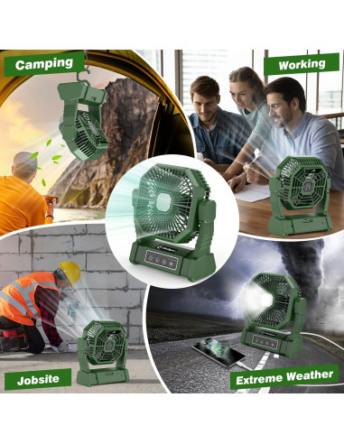 Ventilador de Camping Multper 10000mAh con Linterna LED y Control Remoto