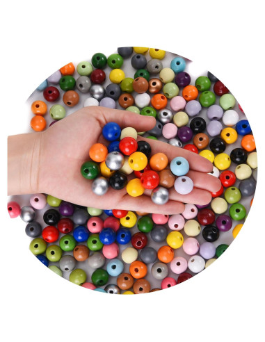 240 Perlas Redondas de Madera Jsehchya 16mm Coloridas para Manualidades