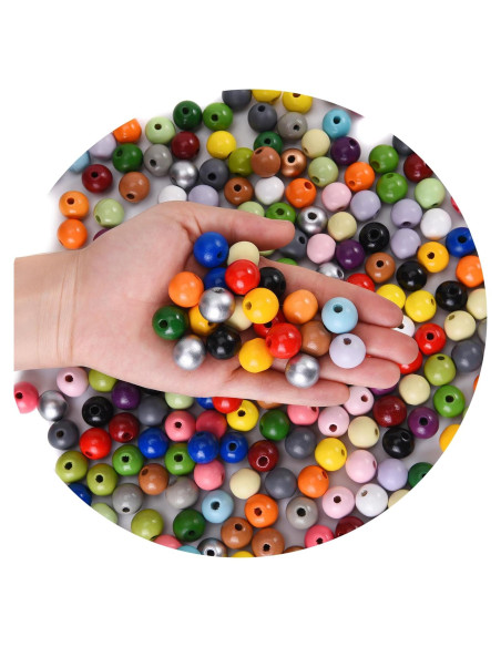 240 Perlas Redondas de Madera Jsehchya 16mm Coloridas para Manualidades