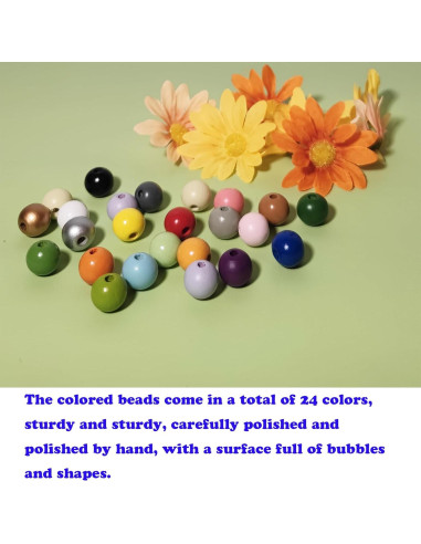 240 Perlas Redondas de Madera Jsehchya 16mm Coloridas para Manualidades