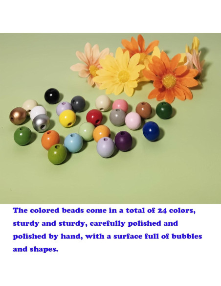 240 Perlas Redondas de Madera Jsehchya 16mm Coloridas para Manualidades