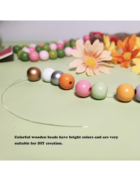 240 Perlas Redondas de Madera Jsehchya 16mm Coloridas para Manualidades
