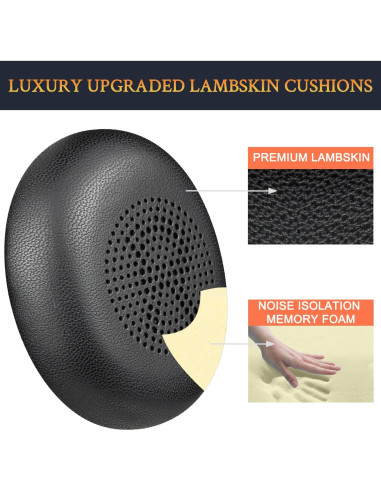 Almohadillas de Piel de Cordero SOULWIT para Jabra Evolve2 65/40 - Negro