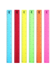 Regla Plástica Transparente Mr. Pen 30.48 cm 6 Paquete Colores