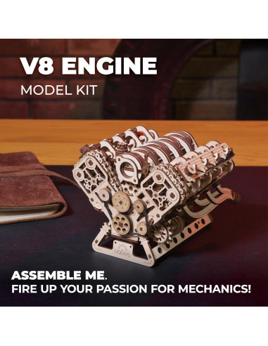 Kit de Modelo de Motor V8 UGEARS - Rompecabezas 3D de Madera