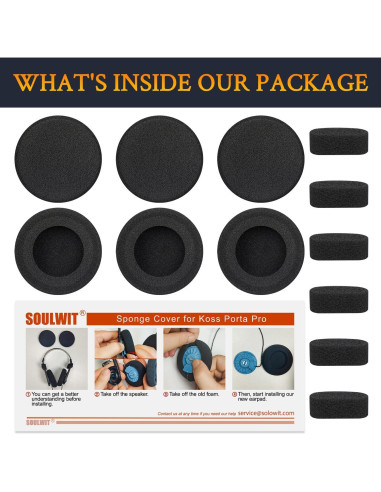 Almohadillas de Repuesto SOULWIT para Auriculares Koss - Negro