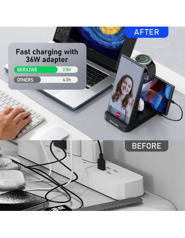 Cargador Inalámbrico 5 en 1 BERXZWE para Samsung - Negro
