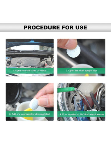 100 Tabletas de Lavado de Parabrisas NYTKL - Multiusos