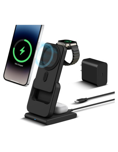 Estación de Carga Inalámbrica 3 en 1 DDUAN 5000mAh Negro