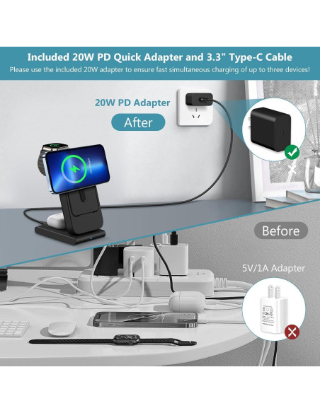 Estación de Carga Inalámbrica 3 en 1 DDUAN 5000mAh Negro