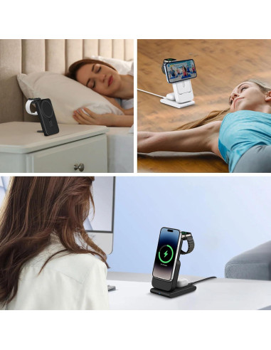 Estación de Carga Inalámbrica 3 en 1 DDUAN 5000mAh Negro