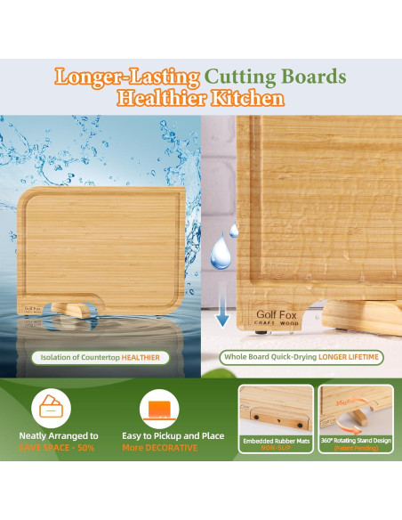 Juego de Tablas de Cortar de Bambú GolfFox 4 Piezas Natural Juego de Tablas de Cortar de Bambú GolfFox 4 Piezas Natural