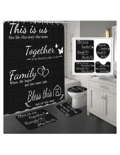 Conjunto de Cortinas de Ducha Juwute 182.88x182.88cm Negro