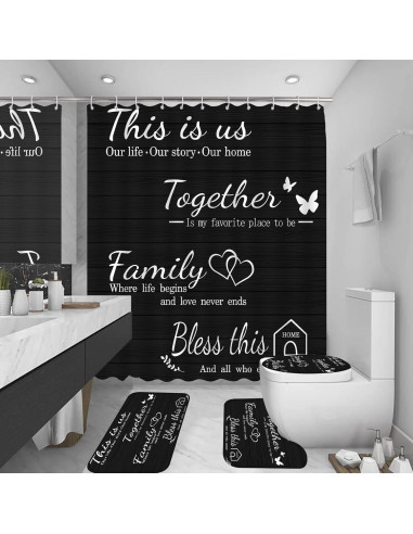 Conjunto de Cortinas de Ducha Juwute 182.88x182.88cm Negro