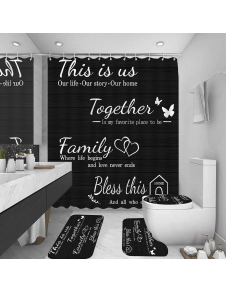 Conjunto de Cortinas de Ducha Juwute 182.88x182.88cm Negro