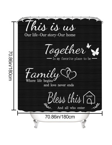 Conjunto de Cortinas de Ducha Juwute 182.88x182.88cm Negro