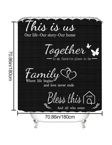 Conjunto de Cortinas de Ducha Juwute 182.88x182.88cm Negro