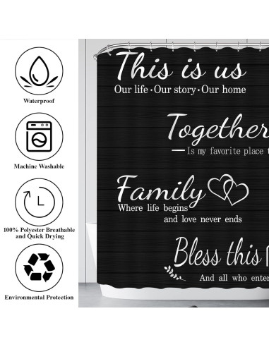 Conjunto de Cortinas de Ducha Juwute 182.88x182.88cm Negro