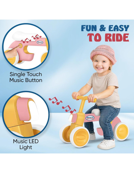 Bicicleta de Equilibrio Rosa Henry & Colin para Bebés 1-3 Años