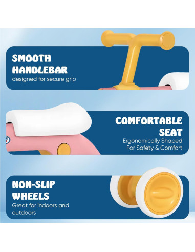 Bicicleta de Equilibrio Rosa Henry & Colin para Bebés 1-3 Años