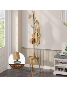 Perchero de Madera GREENSTELL con Estante y 8 Ganchos 184.4cm 2