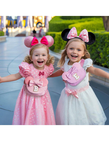 Riñonera Bandolera Inicial para Niñas Frijol Rosa S