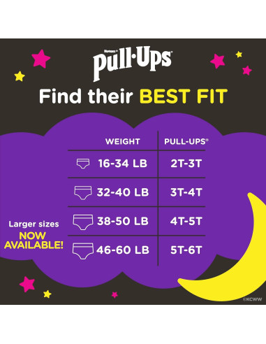 Pantalones de Entrenamiento Nocturno Pull-Ups Niñas 2T-3T 68 Ct