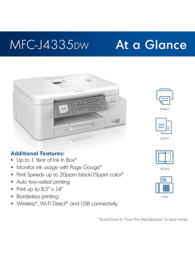 Impresora Todo-en-Uno Brother MFC-J4335DW INKvestment Tank