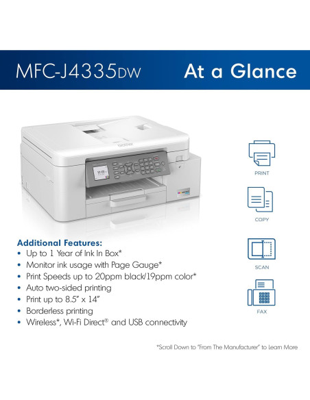 Impresora Todo-en-Uno Brother MFC-J4335DW INKvestment Tank