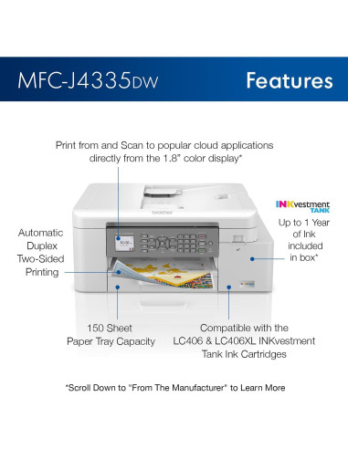 Impresora Todo-en-Uno Brother MFC-J4335DW INKvestment Tank