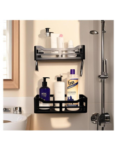 Cesta de Ducha Acrílica JiePai 2 Estantes Adhesivos 31x13x9cm