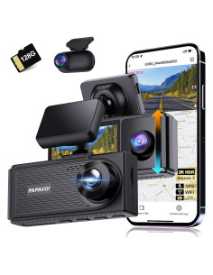 Cámara Dash PAPAGO G360 Triple Canal 2K+1080P GPS WiFi