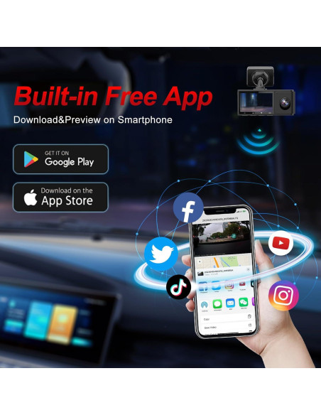 Cámara Dash PAPAGO G360 Triple Canal 2K+1080P GPS WiFi