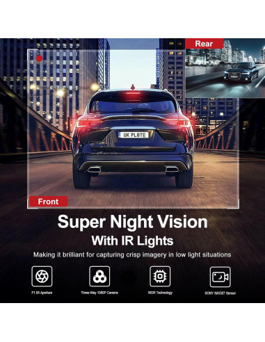 Cámara Dash PAPAGO G360 Triple Canal 2K+1080P GPS WiFi