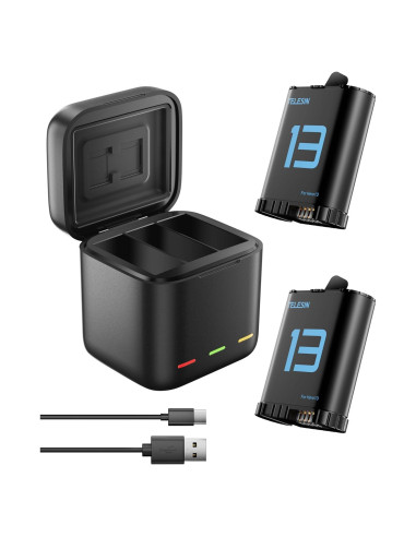 Kit Cargador Batería TELESIN para GoPro Hero 13 - 2 Baterías