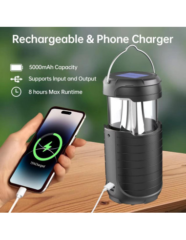 Linterna Solar Recargable Juvihuxy 5000mAh LED Plegable