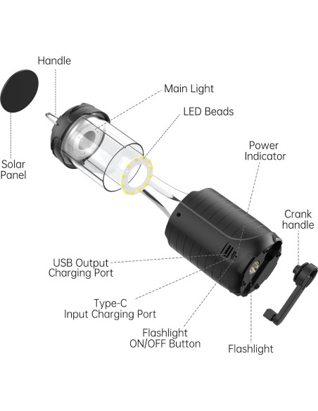 Linterna Solar Recargable Juvihuxy 5000mAh LED Plegable